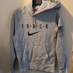 Nike Gray Track Hoodie with Olympic Graphics